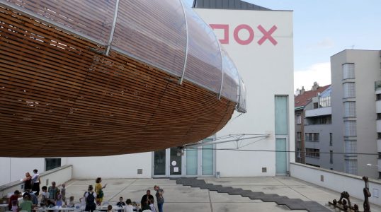 Children's Day at DOX with airship Gulliver hanging overhead